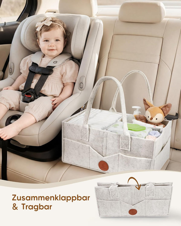 Maliton Wickeltisch Organizer, Baby Windel Caddy Newborn Essentials, Robuster Tragbarer Filztasche,