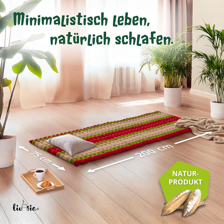 livasia Rollmatte Rollmatratze L-200x110x4,5cm, Gästebett Gästematratze 1 Person, Reisebett Kofferra