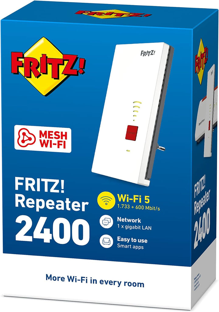 AVM FRITZ!Repeater 2400 International, WLAN Mesh Repeater N+AC, Dual Band, bis zu 1.733 MBit/s (5 GH