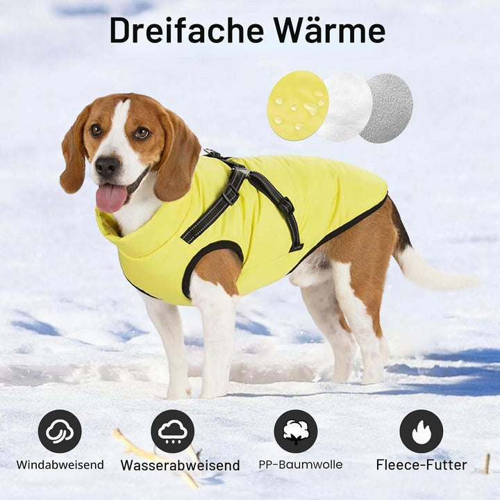 LUOWAN Hundemantel für kleine Hunde, Hundemantel mit Geschirr, Reflektierende Outdoor-Hundeweste, Wi