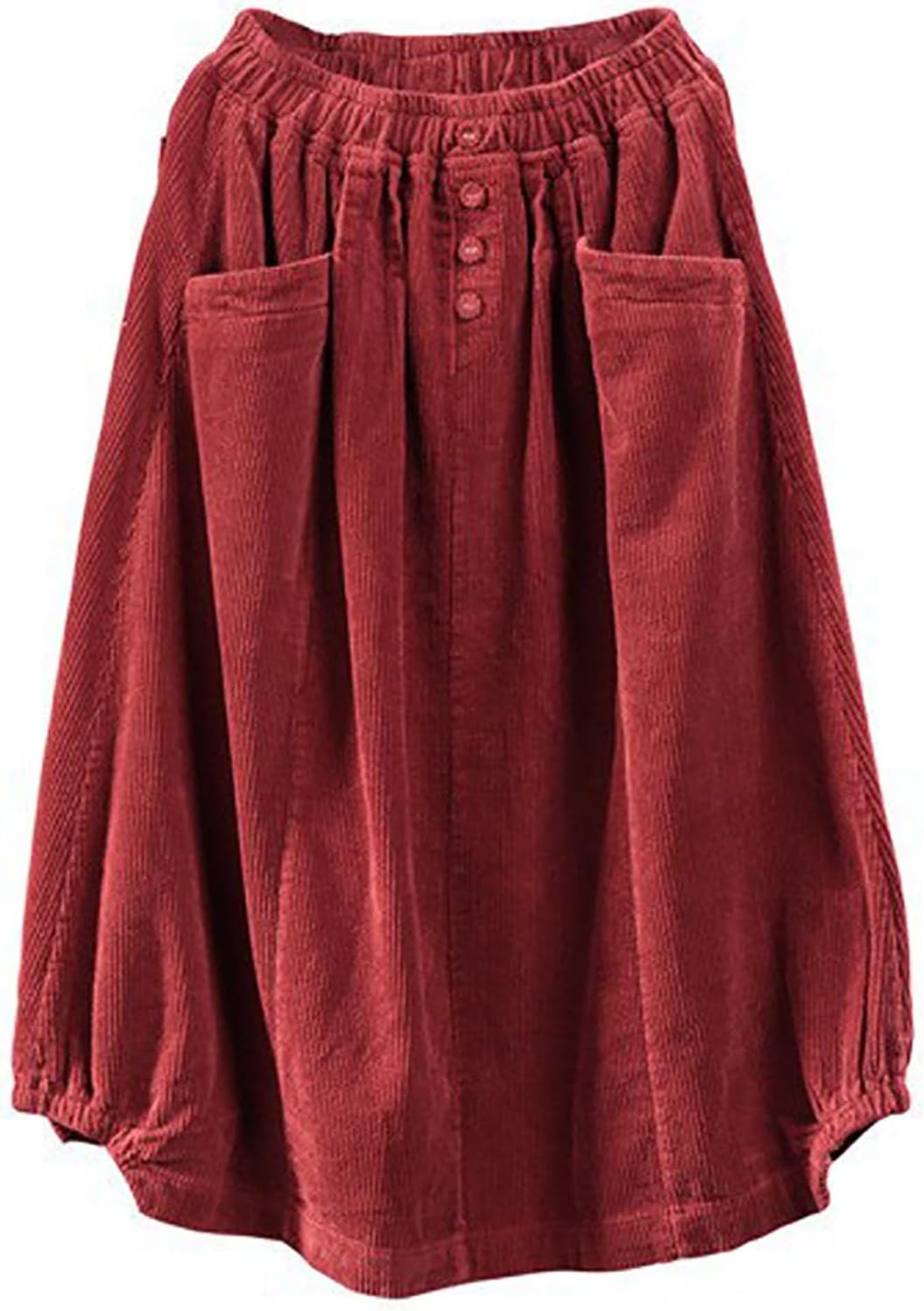 Generisch 2025 Damenrock Winter Cordrock Frauen Midi Lange Röcke Weibliche elastische Taille A-Linie