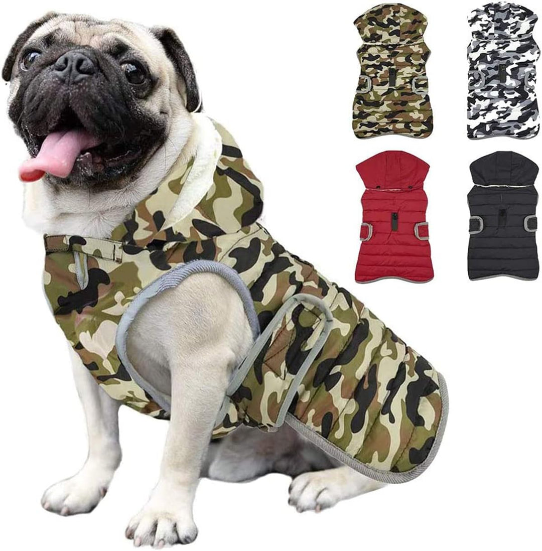 Winter Hundejacke with Abnehmbarem Hut, Hundemantel Wasserdicht Reflektierend Hund Mantel Warme Hood