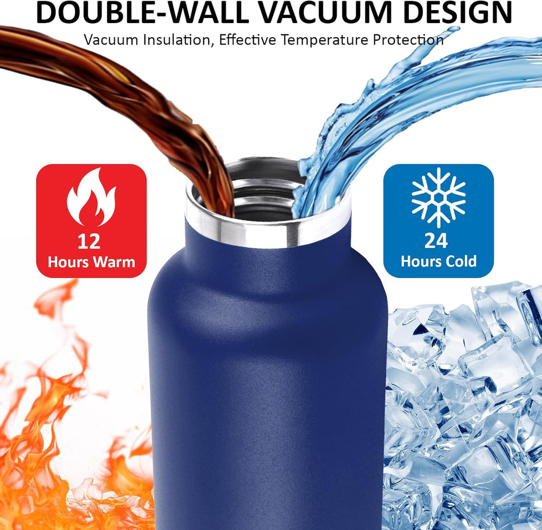 Thermosflasche, Trinkflasche 750ml, BPA-Frei, Wasserflasche mit Strohhalm, Isolierflasche Doppelwand