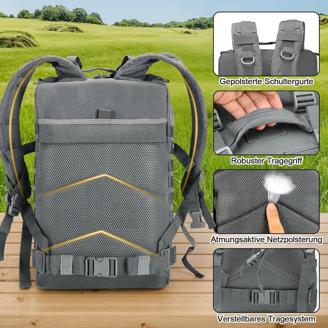 SHANNA Trekkingrucksack, Wanderrucksäcke Militärrucksack 45L Armee Rucksack MOLLE Assault Pack Takti