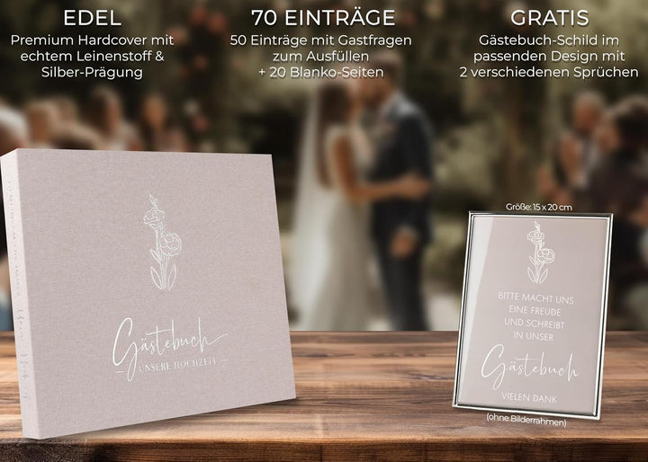 Love Notes Gästebuch Hochzeit mit Fragen zum Ausfüllen – Hochwertiges Hochzeitsbuch für unvergesslic