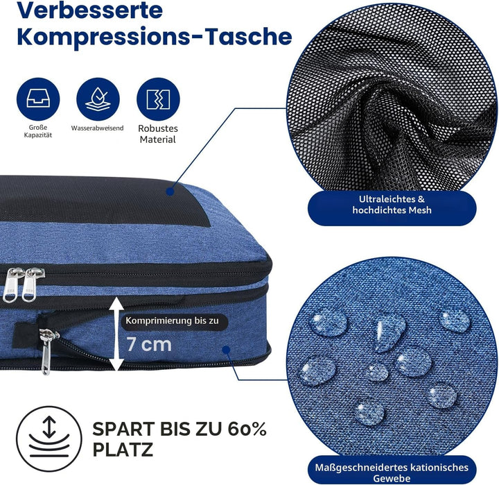Kompressions-Packwürfel, Verbessertes Netzfenster, Sichtbar und Tragbar, Erweiterbare Reisegepäck-Or