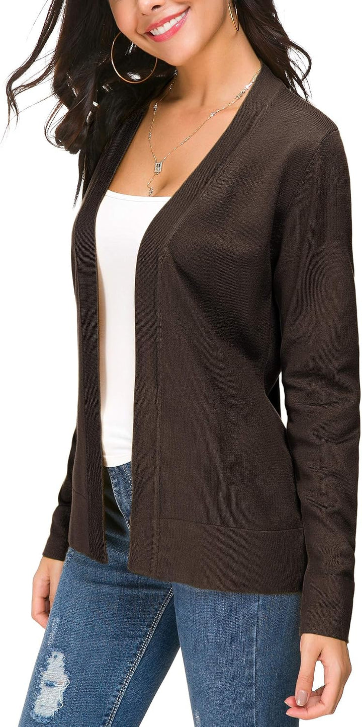 EXCHIC Damen Elegant Langarm Elastisch Strickjacke Cardigan Casual Leicht V-Ausschnitt Gestrickt Bla
