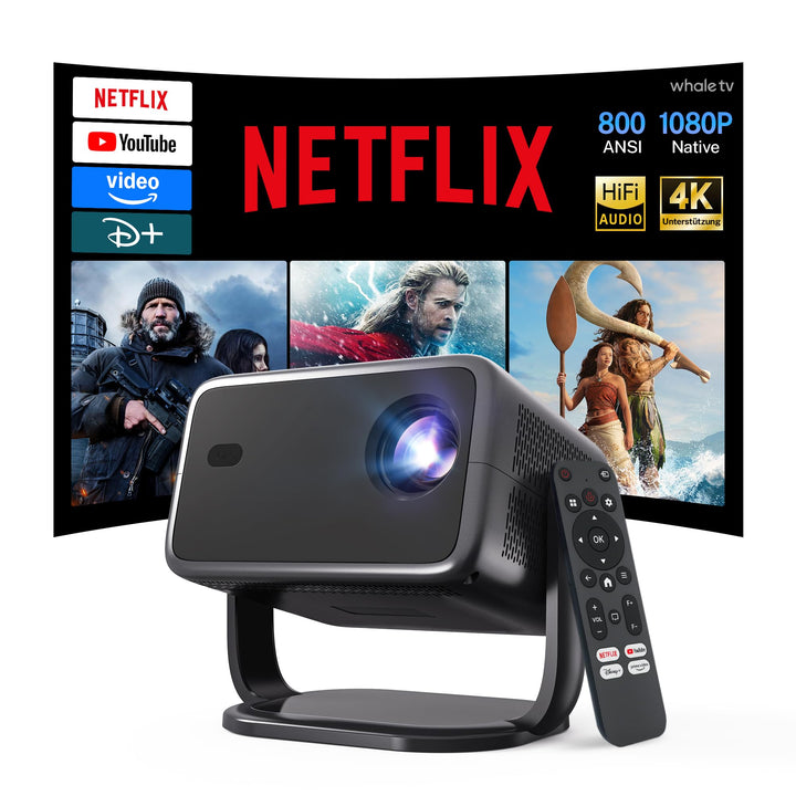 4K Unterstützung Smart Beamer HiFi Audio/KI-Sprachsteuerung/HDR10+/800 ANSI | Native 1080P FHD Heimk