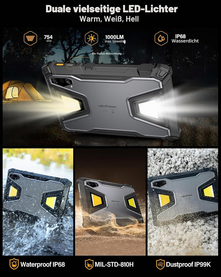 Ulefone Armor Pad 5 Pro 5G Outdoor Tablet 5G Mit 24200mAh Akku, Android 15, Dimensity 7400X, 32GB+51