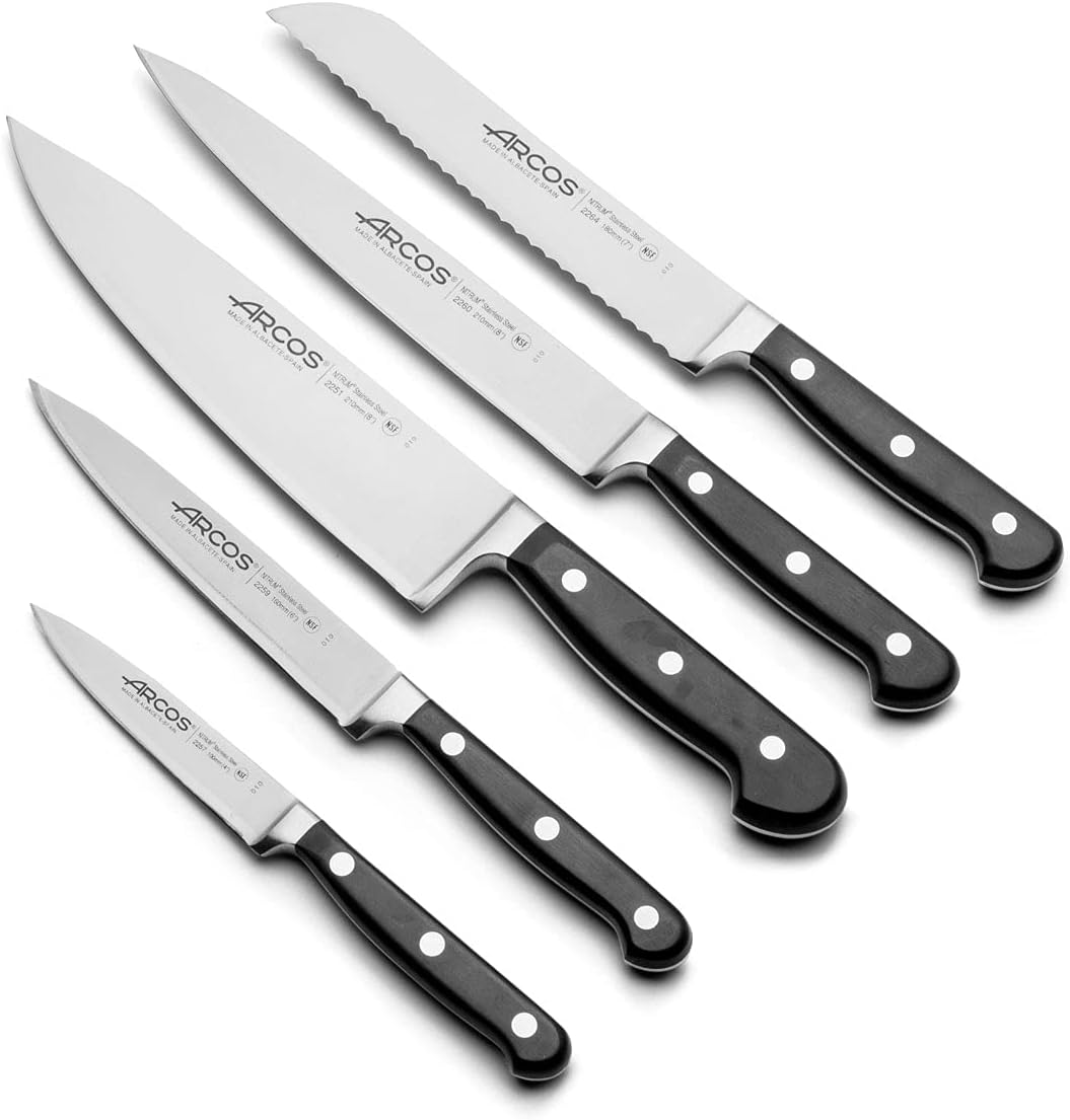 Arcos 227000 Opera - Küchenmesser-Set 5 Stück (5 Messer) - NITRUM geschmiedetem Edelstahl - HandGrif