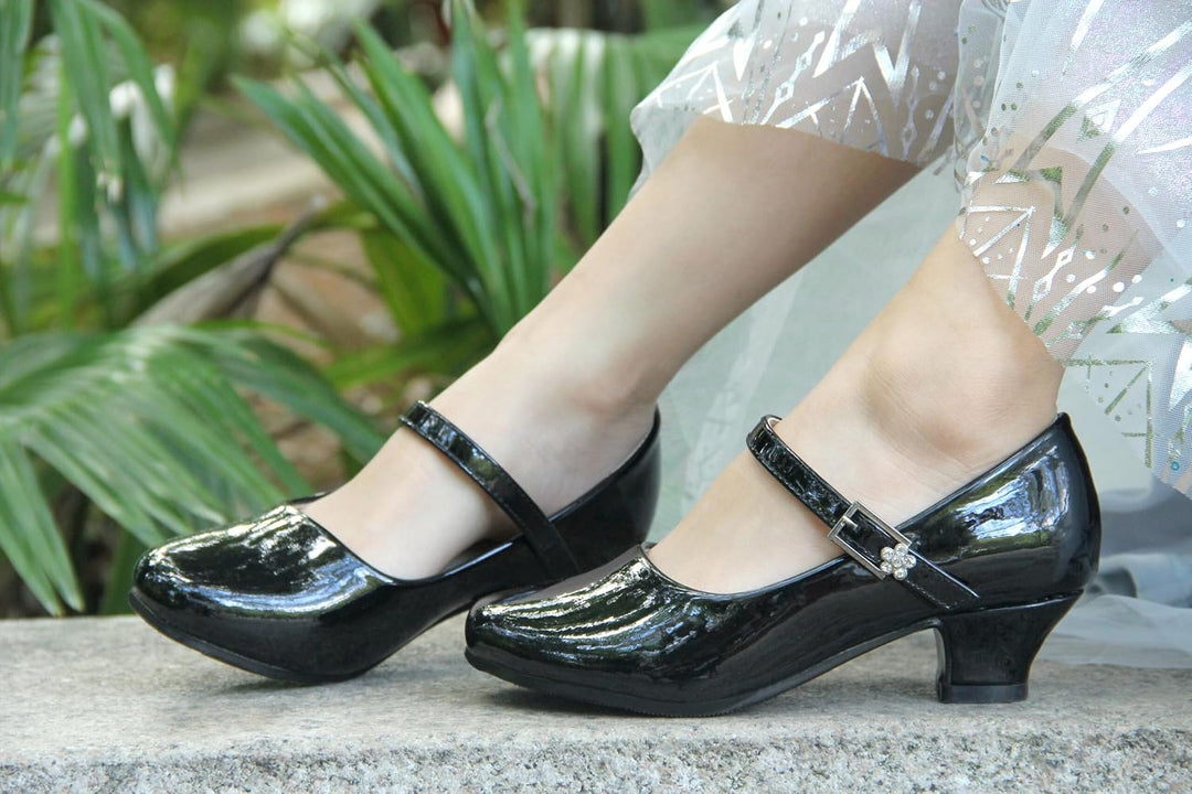 EIGHT KM - Mädchen High Heel Kleid Schuhe - Mary Jane Prinzessin Hochzeit Pumps - Funkelnder Glitzer
