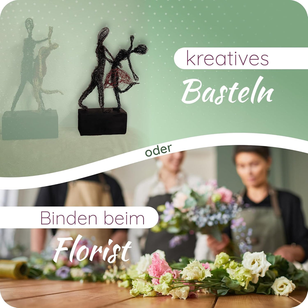 Novatool 10x Wickeldraht I grün I 0,65 mm I Draht I Basteldraht Floristendraht Blumendraht Bindedrah