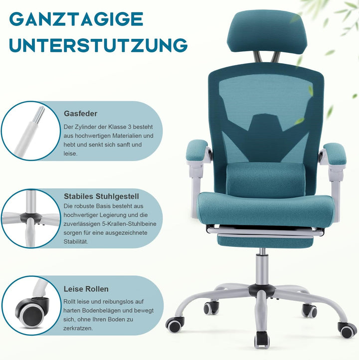 DUMOS Bürostuhl Ergonomisch - Ein Schreibtischstuhl mit Komfortarmlehnen, Ausgestattet mit Einer Beq