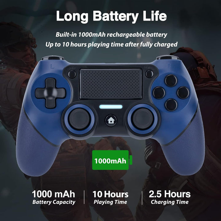 VooFun Wireless Controller Kompatibel mit PS-4/Pro/Slim/PC, Bluetooth Gamepad mit Vibration,6-Achsen