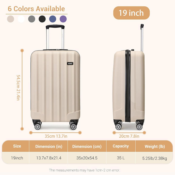 Kono Zwillingsrollen Hartschale ABS Koffer Trolley Reisekoffer Rollkoffer Handgepäck (Beige, M) Beig