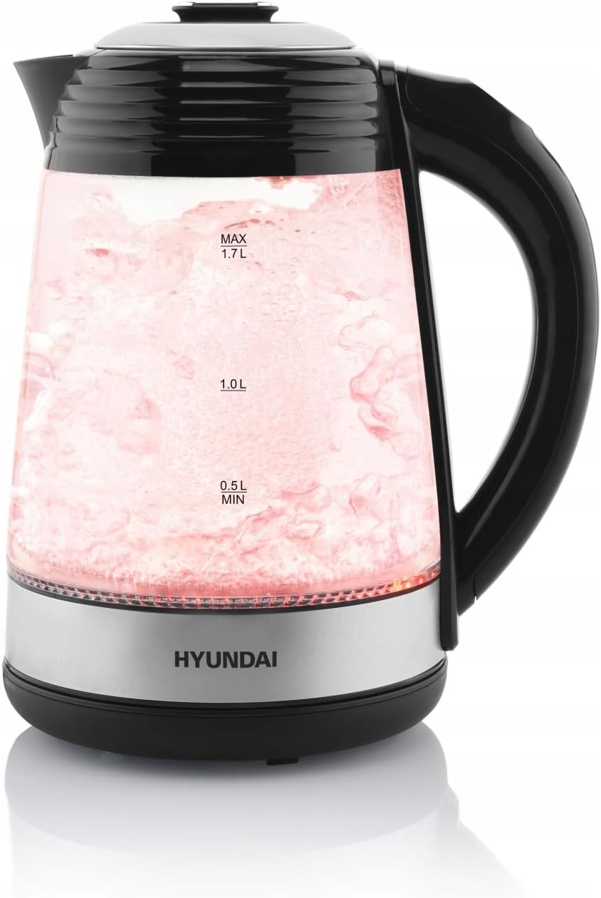 HYUNDAI VK 780 Glas Wasserkocher mit 7 Temperatureinstellungen I 40-100°C I LED Beleuchtung I Warmha