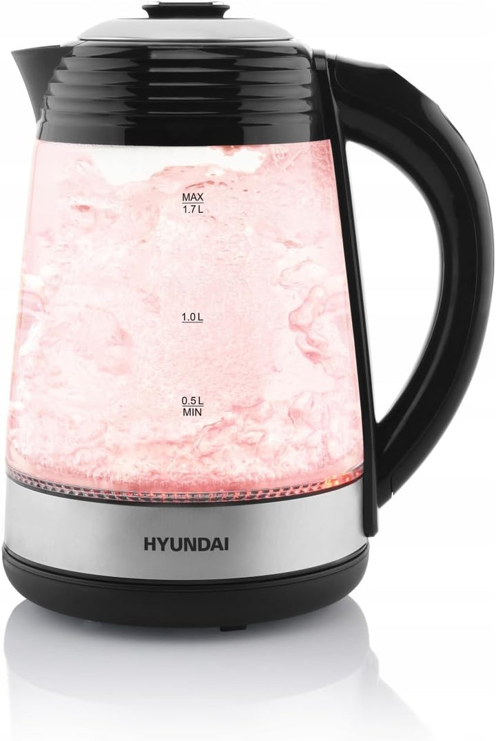 HYUNDAI VK 780 Glas Wasserkocher mit 7 Temperatureinstellungen I 40-100°C I LED Beleuchtung I Warmha