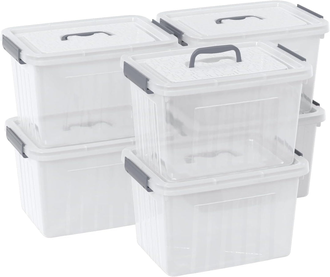 Neadas 6 Stück Durchsichtige Aufbewahrungsbox mit Verriegelung, 10 L Transparente Aufbewahrungsbox a
