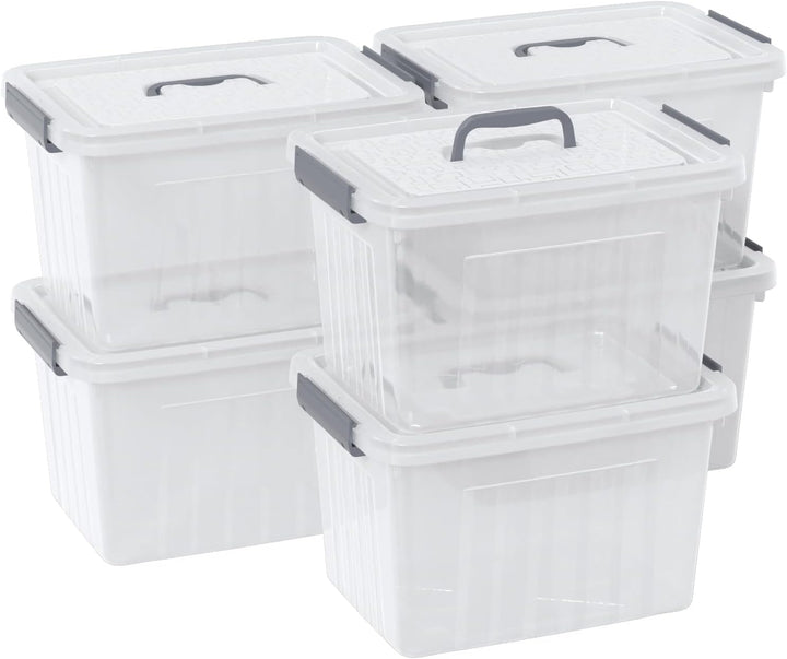 Neadas 6 Stück Durchsichtige Aufbewahrungsbox mit Verriegelung, 10 L Transparente Aufbewahrungsbox a