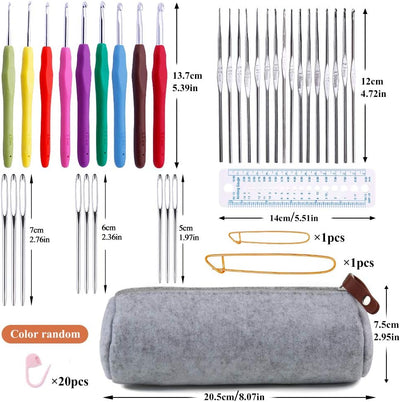 Namner Set mit 72 Stück Häkelnadeln, Häkelnadeln, abgeschrägte Nadeln mit grossen Augen, ergonomisch