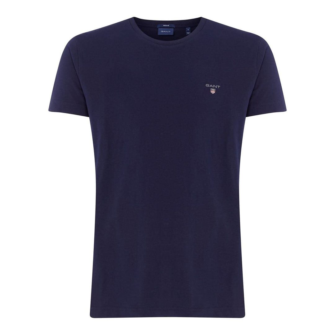 GANT Halbarm T-Shirt Regular Fit Baumwolle Logo-Stick weiss Evening Blue M, Evening Blue M