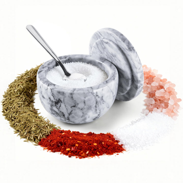 WORHE Marmor-Vorratsdose mit Deckel, Salzstreuer, Kaffeedose, Zuckerstreuer, Honigspender, Geeignet
