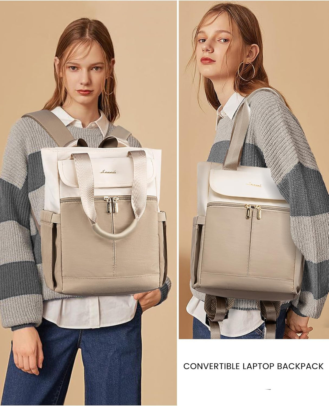 LOVEVOOK Rucksack Damen Gross, 15,6 Zoll Laptop Rucksacktasche Schulrucksack Teenager, Wasserdicht A