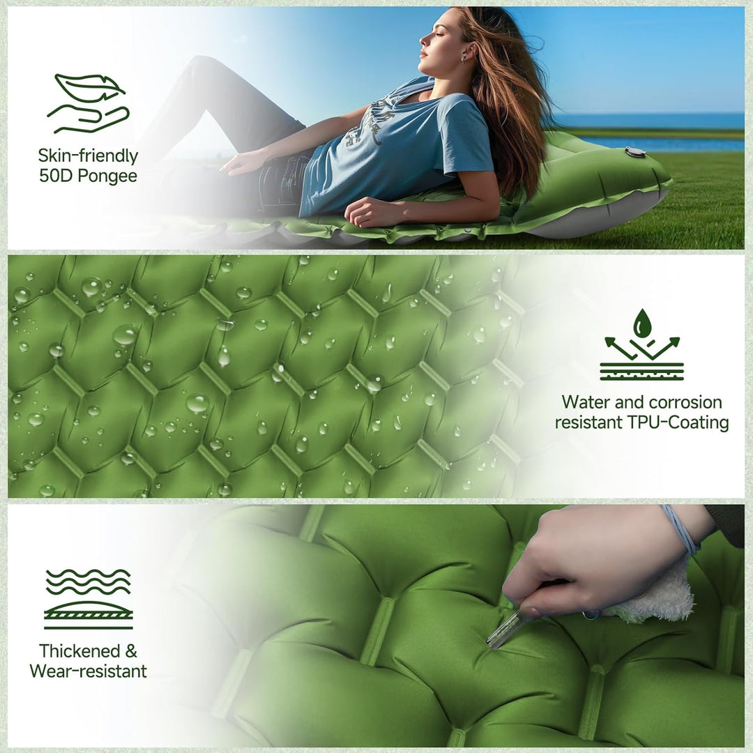 Isomatte Camping Luftmatratze Ultraleicht Camping Matratze mit Kissen Tragbar Luftzellenmatte Wasser