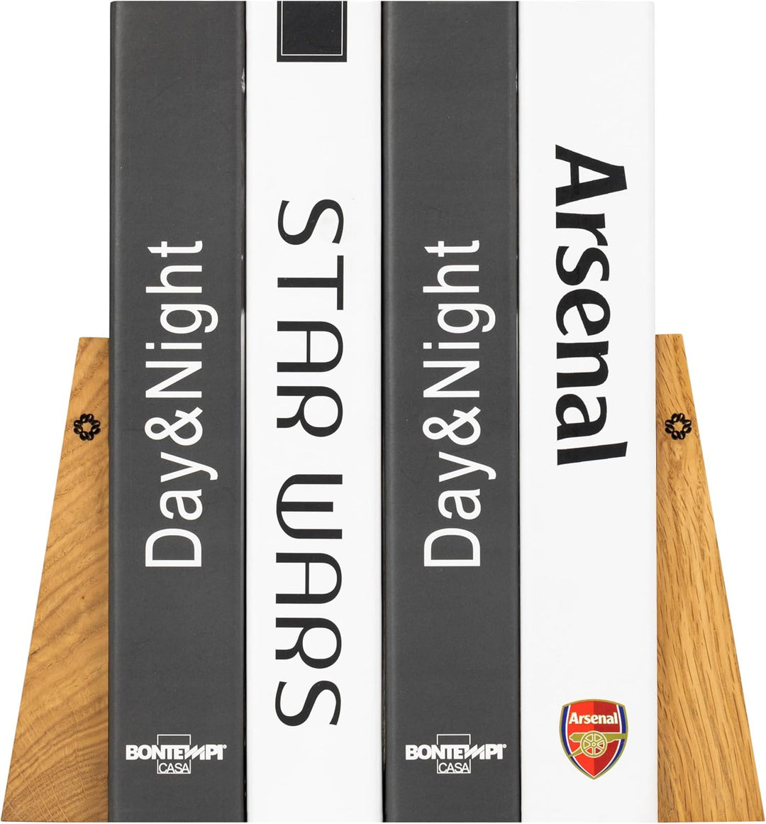 TILISMA Handgefertigte Kastanie Buchstützen für Regale-Bucherstützen aus Holz mit Metallbasis-Buchha