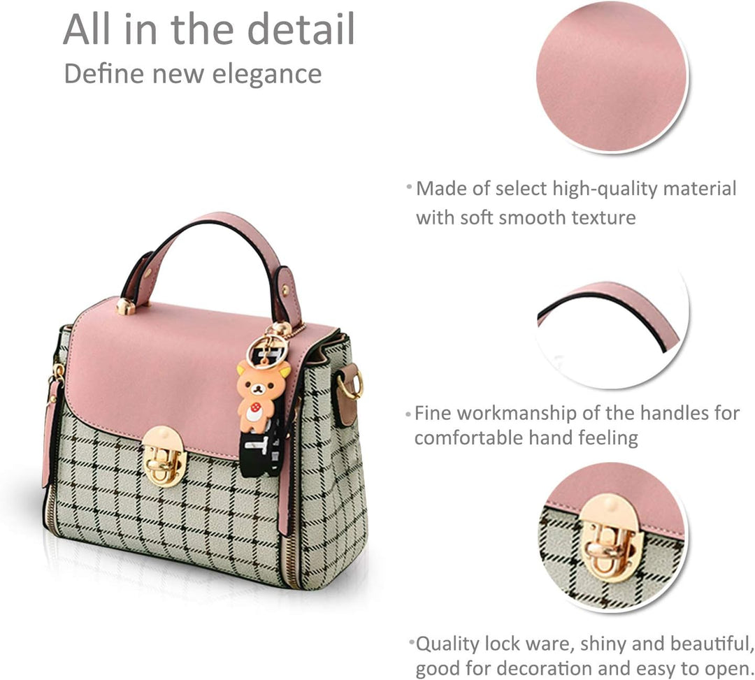 NICOLE&DORIS Handtaschen für Damen Niedliche Umhängetasche Mädchen Reissverschluss Handtasche PU Led