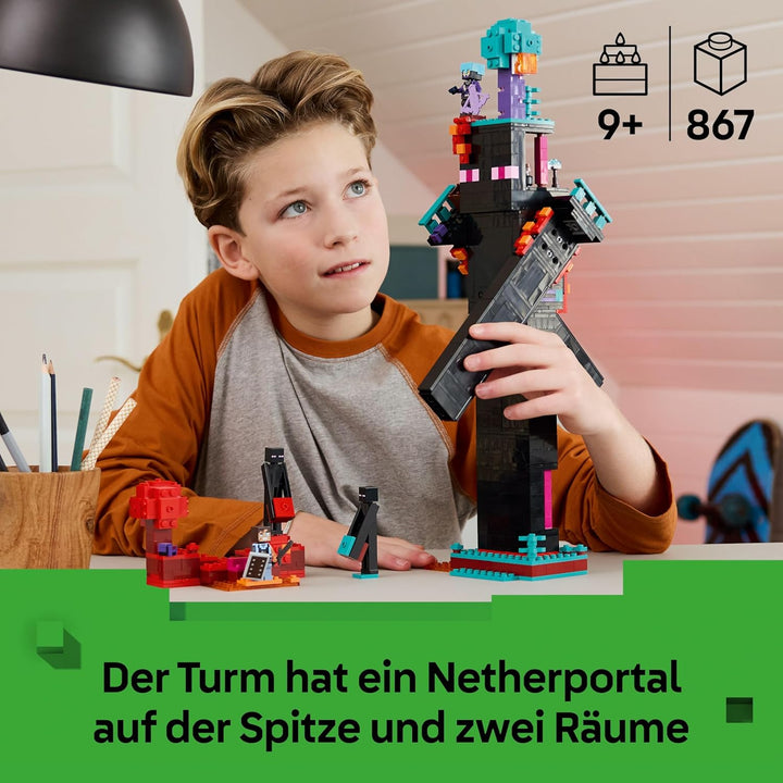 LEGO Minecraft 2in1 Der Enderman-Turm - Modulares Gaming Spielzeug - Lässt Sich in 2 Festungen umbau