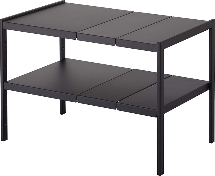 Yamazaki 4949 TOWER Ausziehbarer Organizer mit 2 Ebenen, schwarz, Stahl, Minimalistisches Design