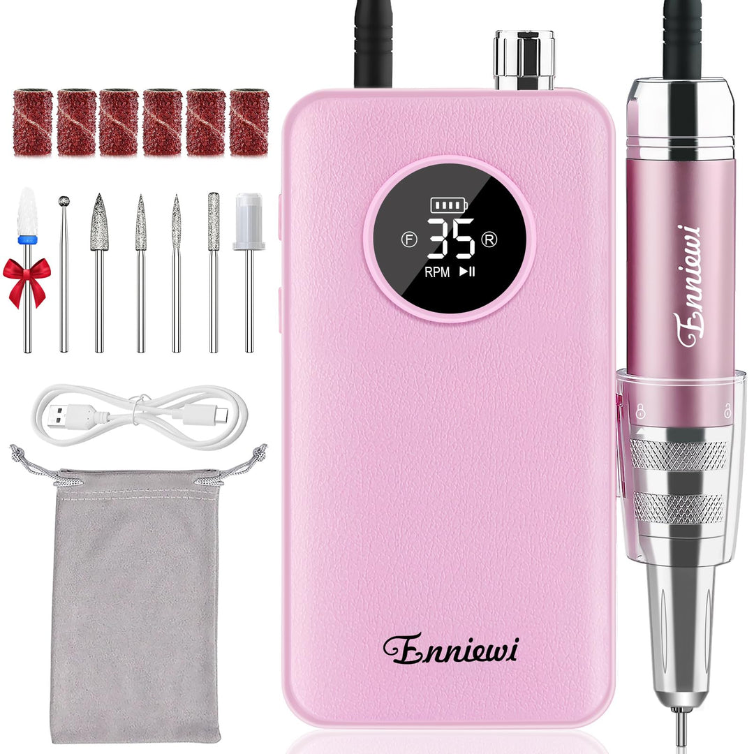 Nagelfräser 35000RPM für Gelnägel, Wiederaufladbarer Elektrischer Nagelfräser mit LED-Anzeige, Tragb