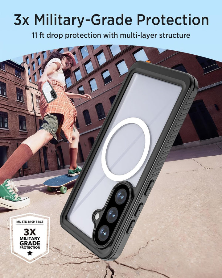 Miimall Wasserdicht Handyhülle für Samsung Galaxy S26 Plus Hülle mit Magnet, [Eingebaute Displayschu