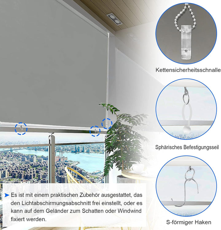LARS360 Aussenrollo Balkon Aussenrollo Senkrechtmarkise Rollo Beschattung Balkonrollo Sichtschutzrol