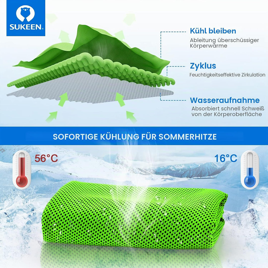 Sukeen Kühltuch Set, kühlendes Handtuch Kühltücher Hals, Handtuch kühlend, Cooling Towel, Kühltücher