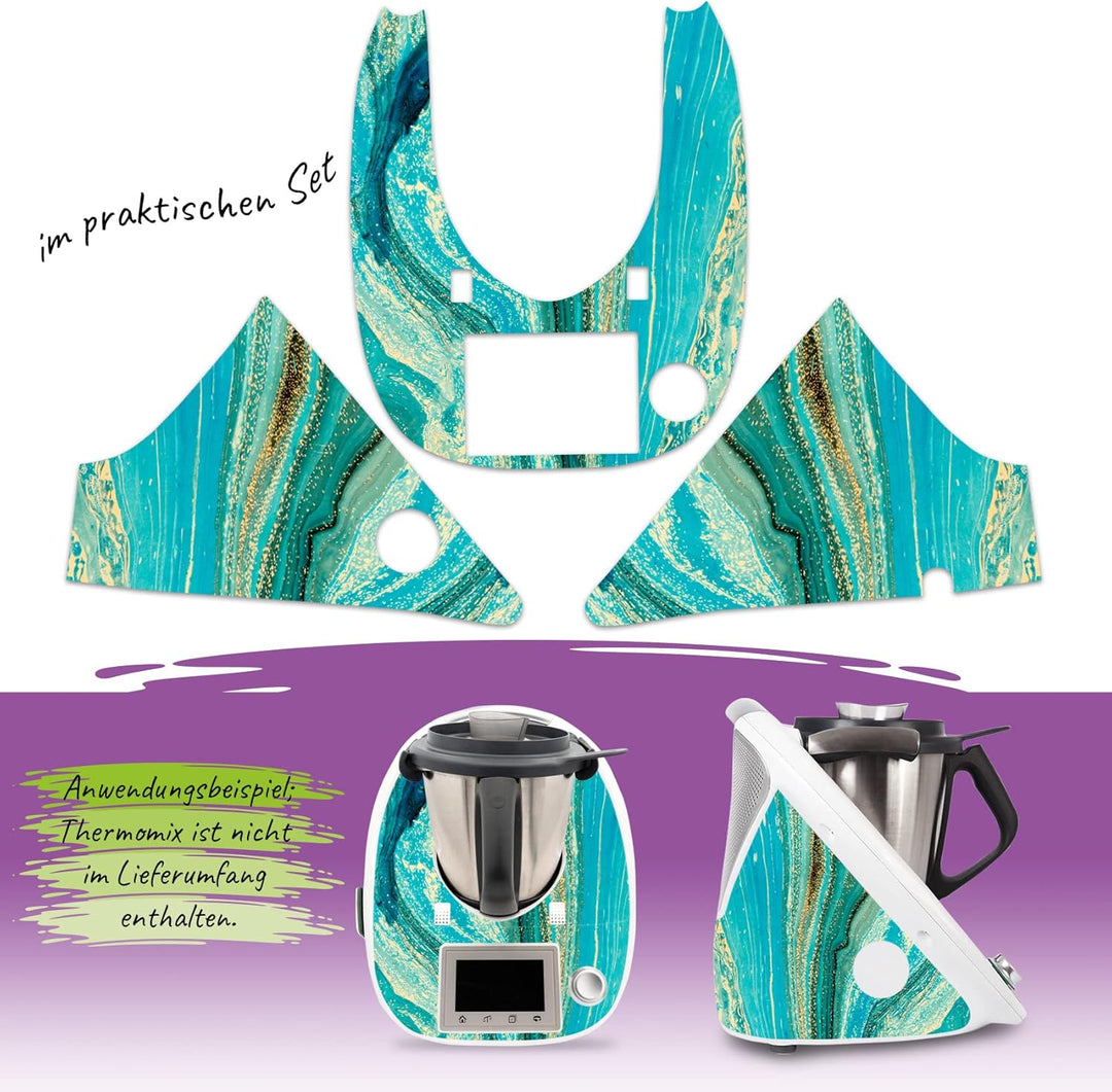 Deko Schutz Aufkleber kompatibel mit Küchenmaschine Thermomix TM5 Design Sticker Klebefolie Zubehör