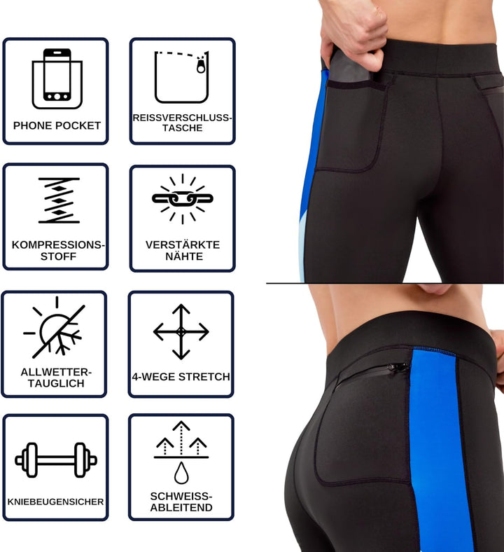 Kapow Meggings Performance PRO: Lange Sportleggings für Herren mit Kompression – Perfekt für Laufen,