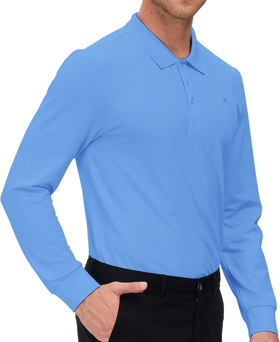MoFiz Herren Poloshirt Langarm Baumwolle Polohemd Freizeit Polo Golf Wintershirts mit Kragen S Himme