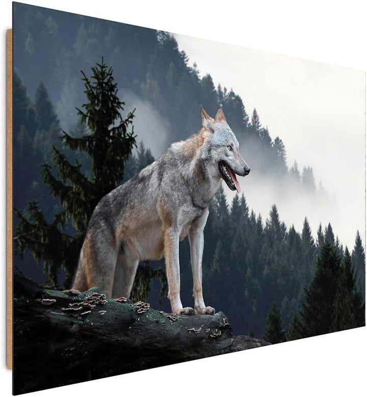 Feeby. Wandbilder - 1 Teilig- 70x100 cm - Bilder Kunstdrucke Deko Panel, WOLF, NATUR, GRAU, 70x100 c