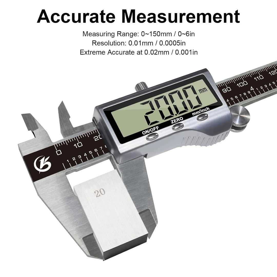 KETOTEK Messschieber Digitale, 150mm Schieblehre Digital Edelstahl mit Grossem LCD Display, Messlehr