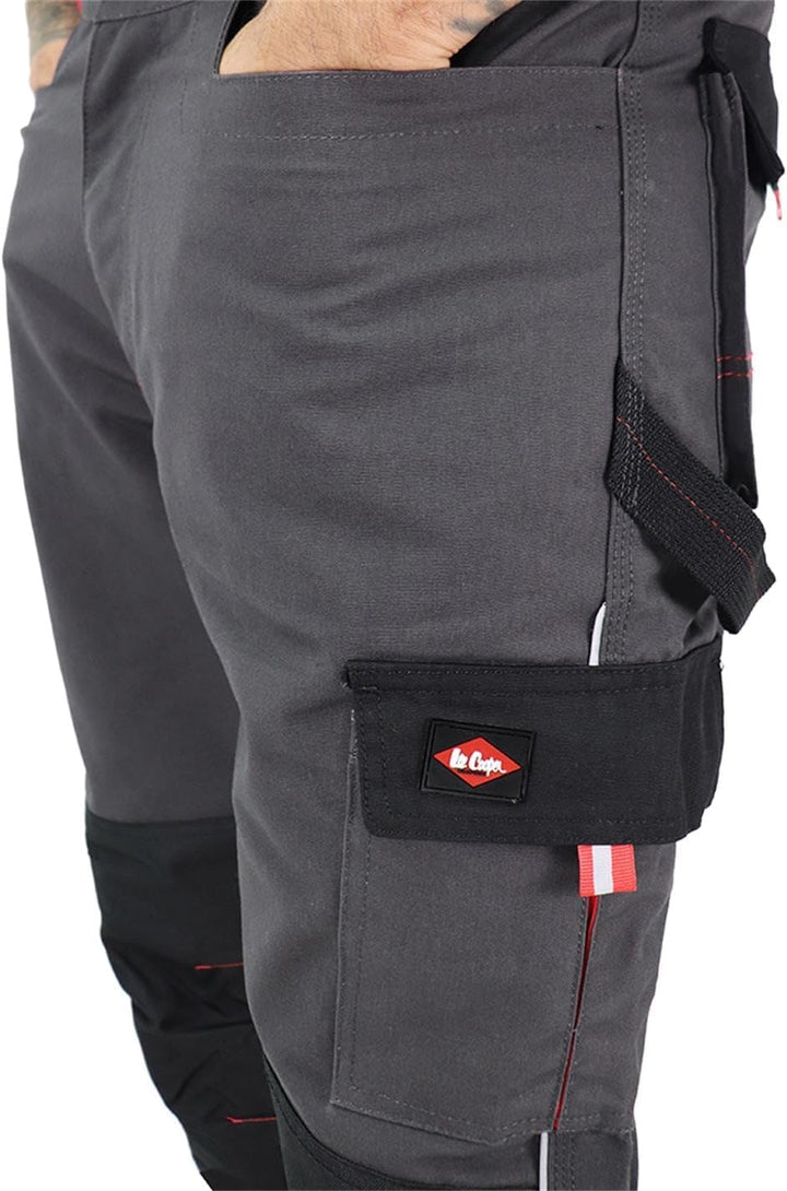 Lee Cooper LCPNT236 Arbeitskleidung, Herren-Cargo-Arbeitshose mit mehreren Taschen 38W / 31L Grau, 3