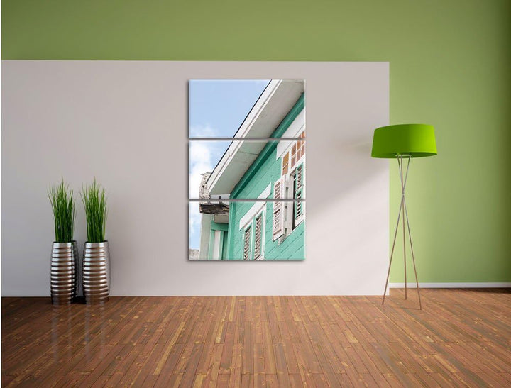 Pixxprint altes karibisches Haus als Leinwandbild/Grösse: 3 Teilig (120x80) cm/Wandbild/Kunstdruck/f