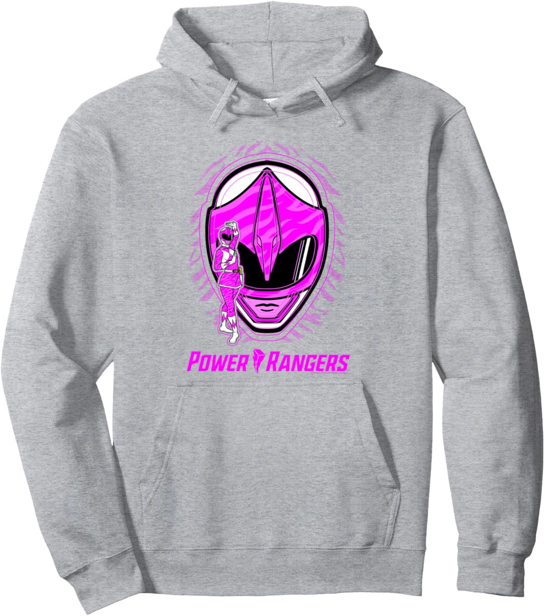 Power Rangers Pink Ranger Icon Fill Helmet Silhouette Pullover Hoodie