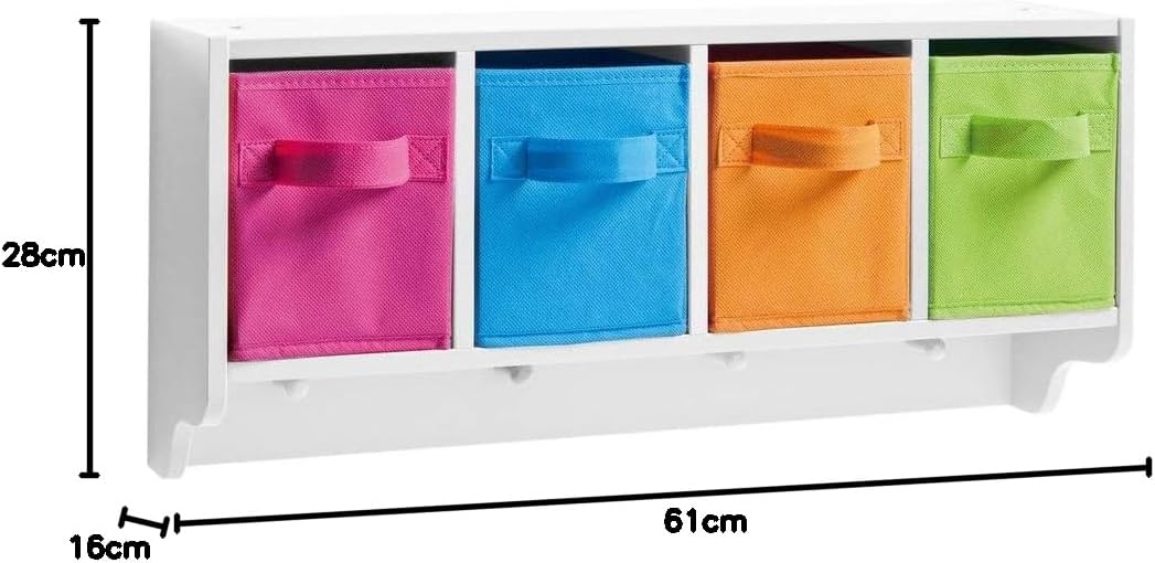 Zeller 13452 Kinder-Wandgarderobe, MDF/Vlies,weiss, 13 x 12 x 58 cm, Weiss