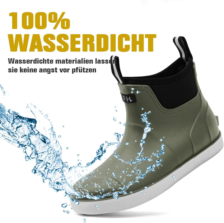 Rumkok Gummistiefel Herren Halbhoch, Grundlegend Wasserdicht Atmungsaktiv Stiefeletten, Anti-Rutsch