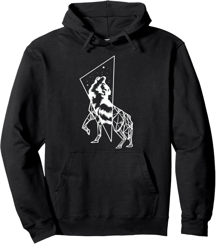 Geometrische Wölfe des Wolfsgeschenks im Freien, die heulen Pullover Hoodie