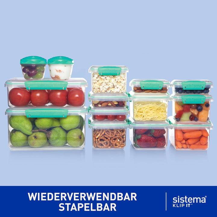 Sistema KLIP IT Vorratsdosen | Luftdichte und stapelbare Frischhaltedosen mit Deckel | Pausenbrotdos