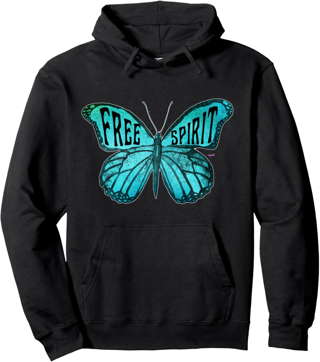 Freigeist Schmetterling Blau Motivierend Pullover Hoodie