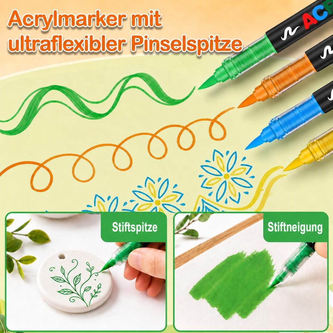 Laconile 408 Farben Acrylstifte für Steine wasserfest mit Portable Suitcase – Direktfliessende Acryl